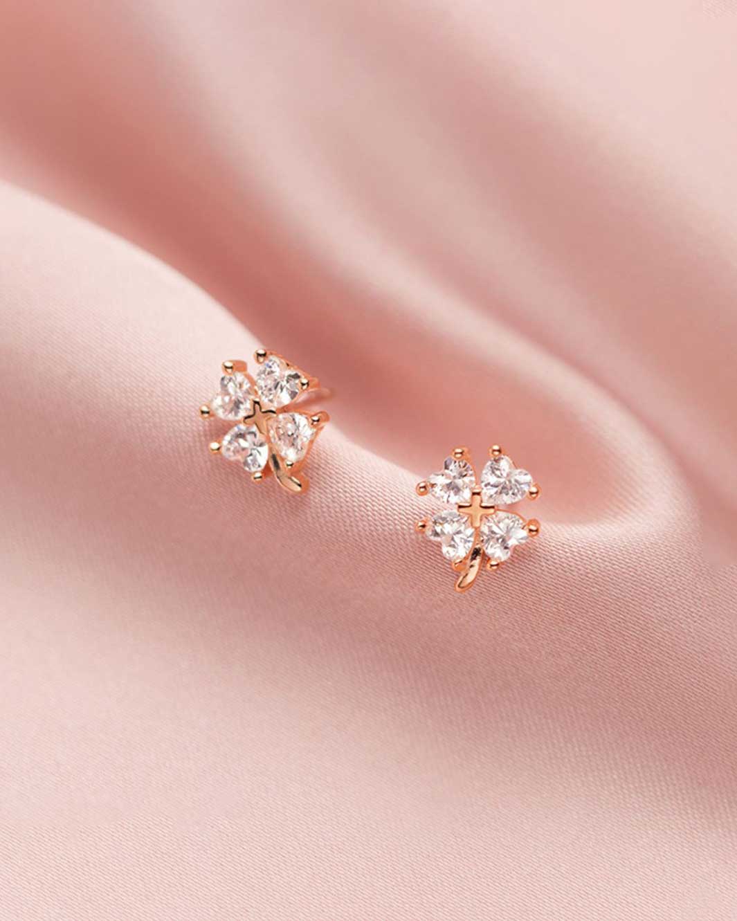 Diamante Four-leaf Clover Stud Earrings – 1000earring