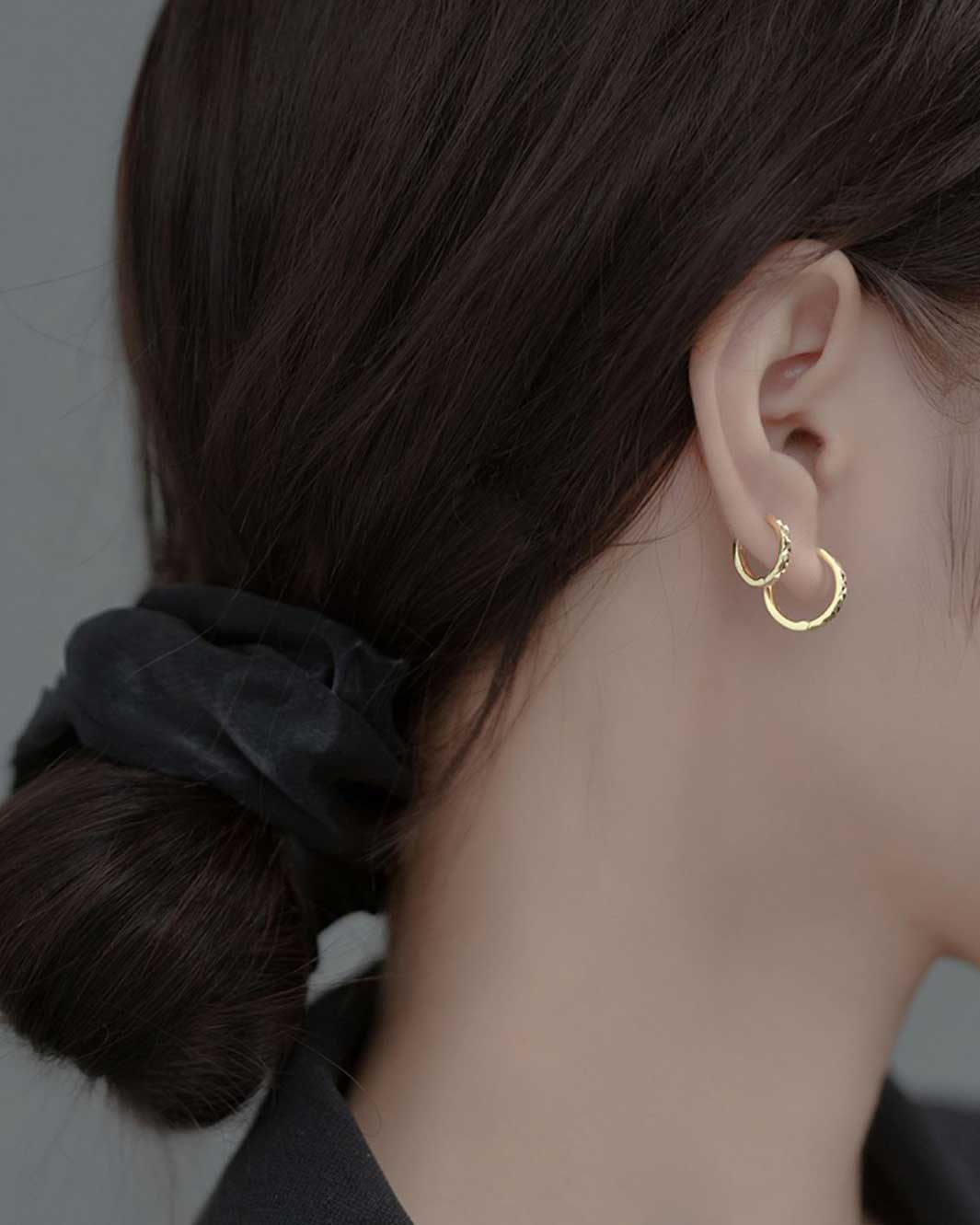 Haley Textured Huggie Hoop Earrings