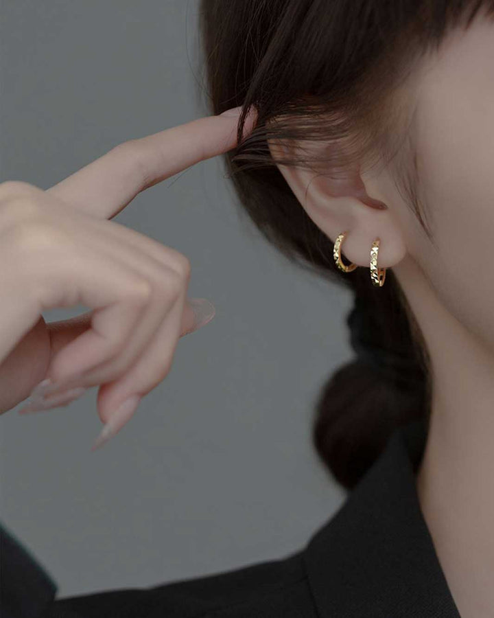 Haley Textured Huggie Hoop Earrings