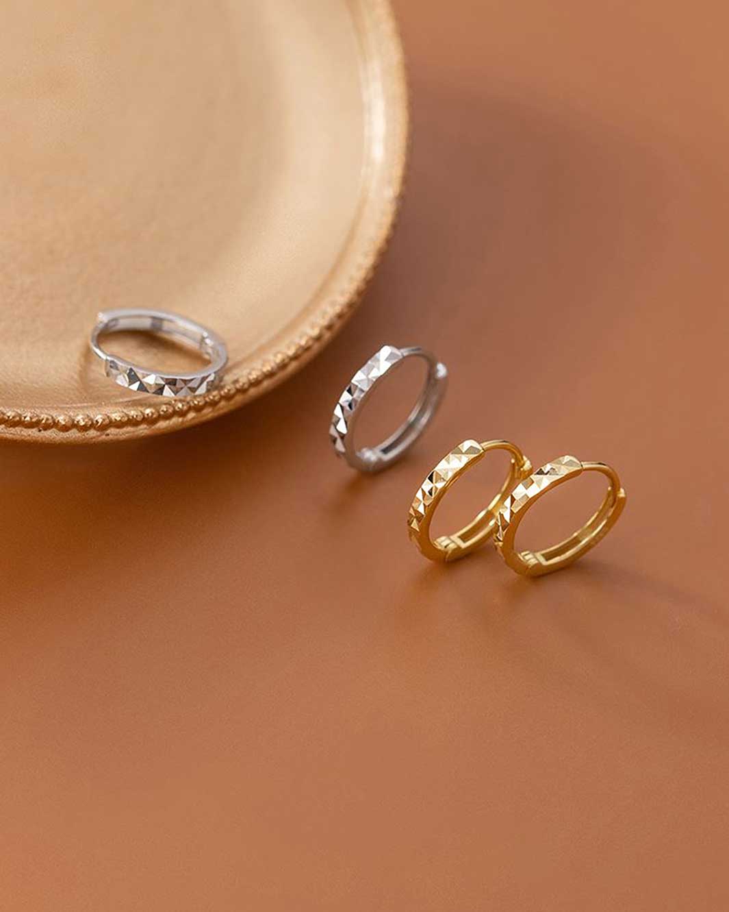 Haley Textured Huggie Hoop Earrings
