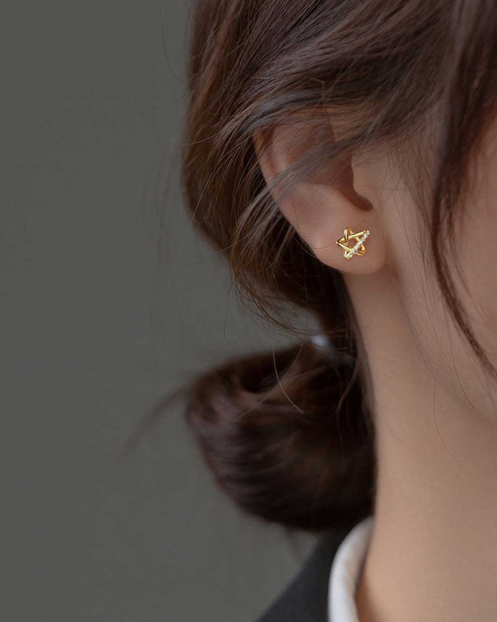 Five-pointed Hollow Star Stud Earrings