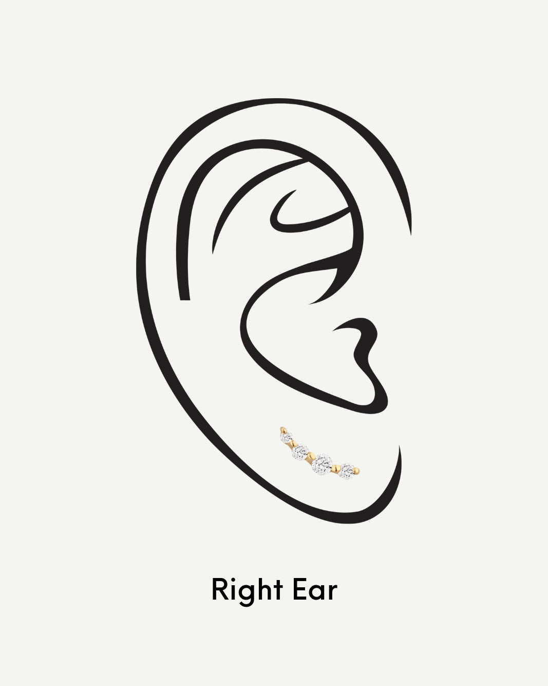 14K Solid Gold Diamond Pave Crescent Flatback Earring