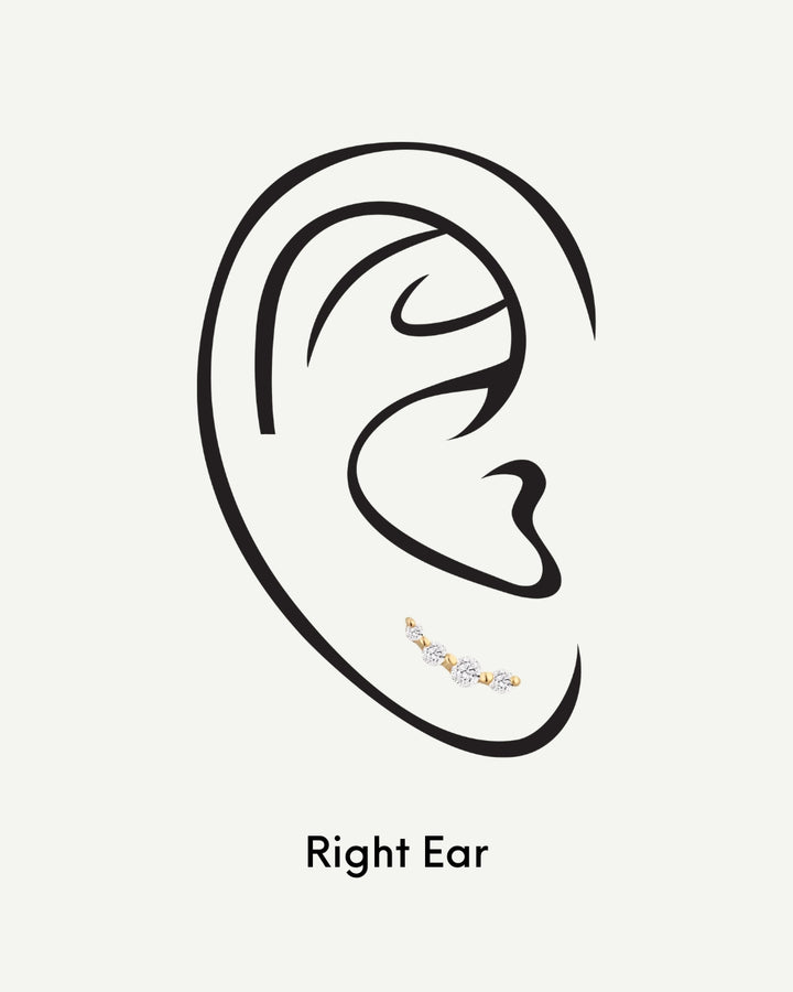 14K Solid Gold Diamond Pave Crescent Flatback Earring