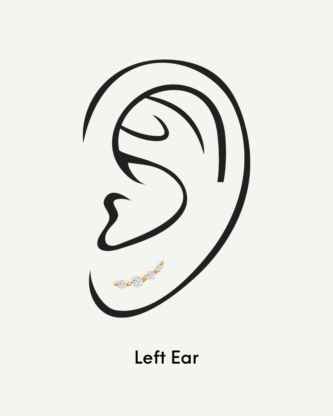 14K Solid Gold Diamond Pave Crescent Flatback Earring