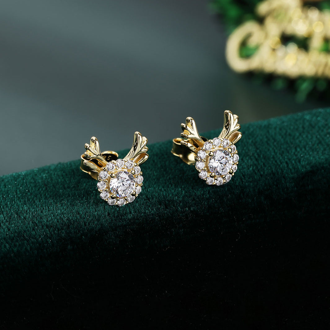 Diamante Reindeer Stud Earrings