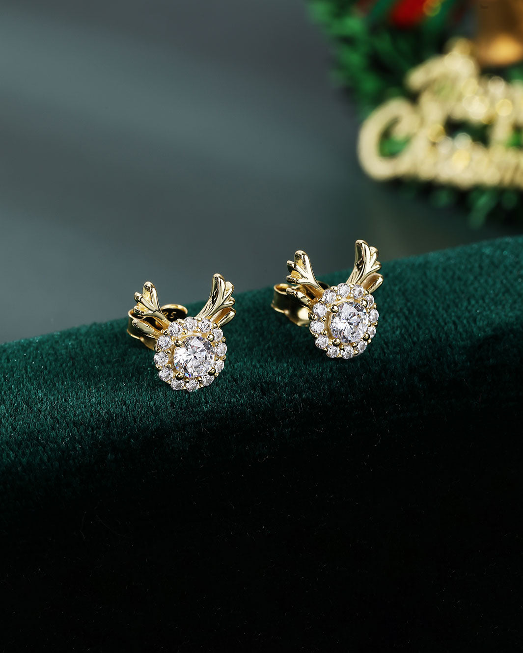 Diamante Reindeer Stud Earrings