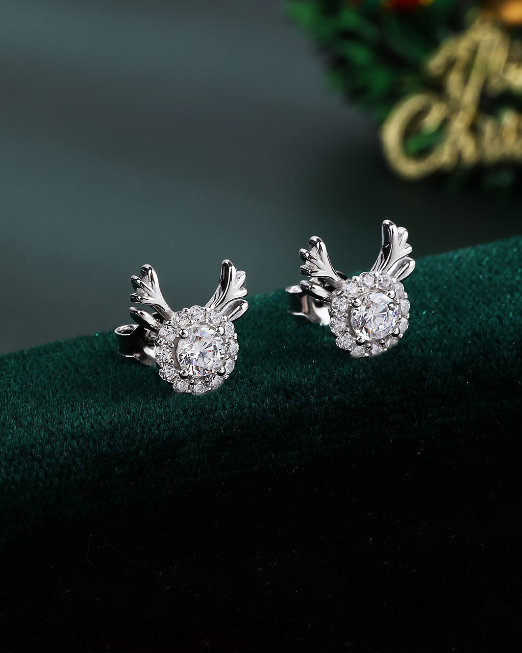 Diamante Reindeer Stud Earrings
