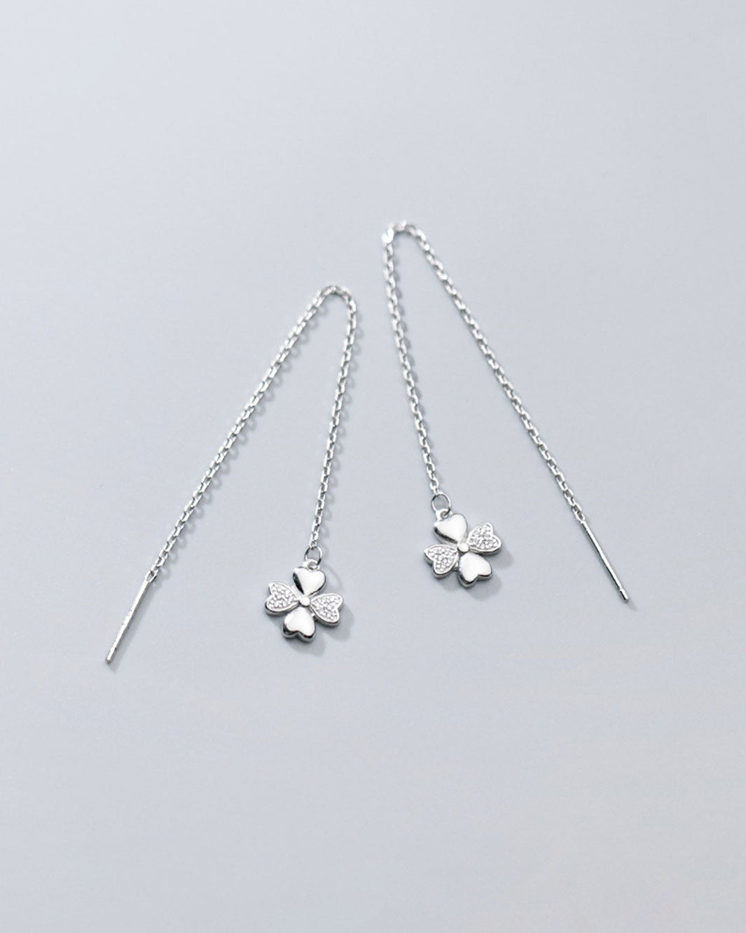 Diamante Clover Charm Threader Earrings
