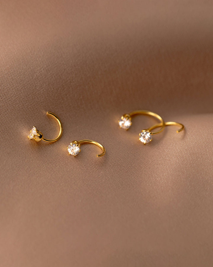 Solitaire Open Huggie Earrings