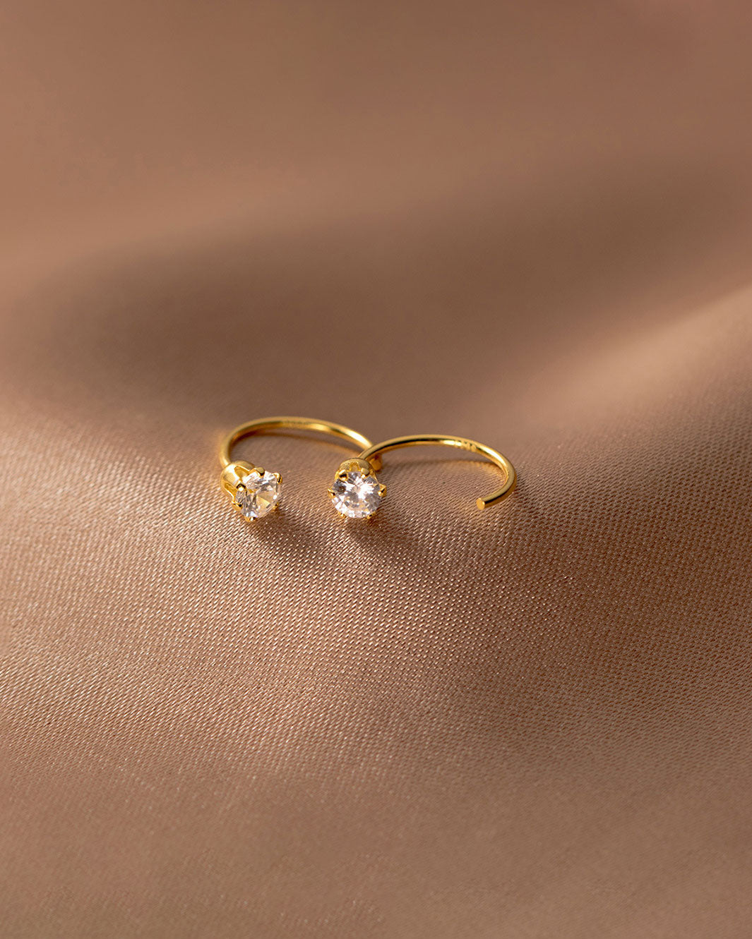 Solitaire Open Huggie Earrings