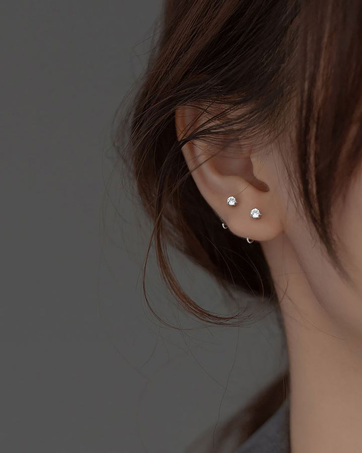 Solitaire Open Huggie Earrings