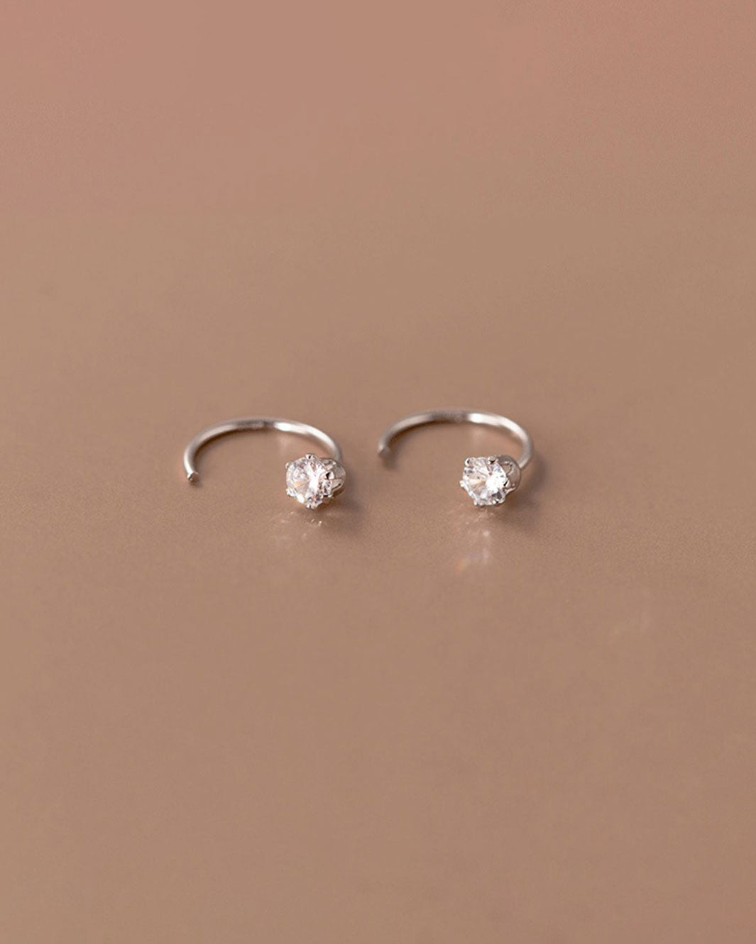 Solitaire Open Huggie Earrings