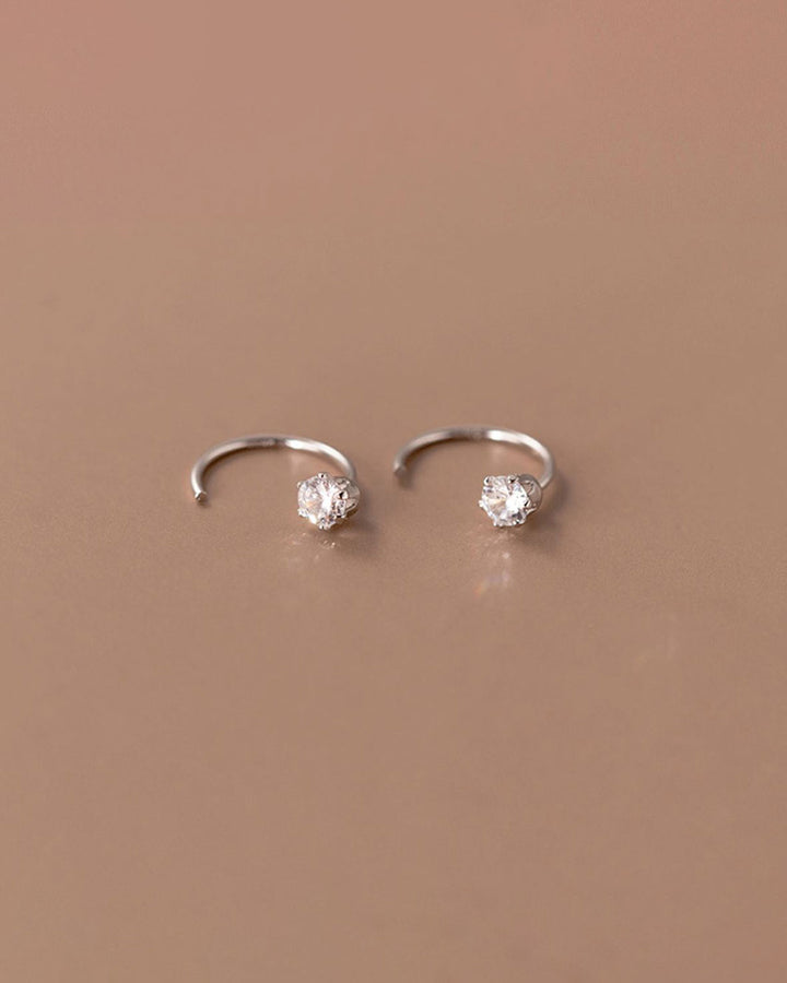 Solitaire Open Huggie Earrings