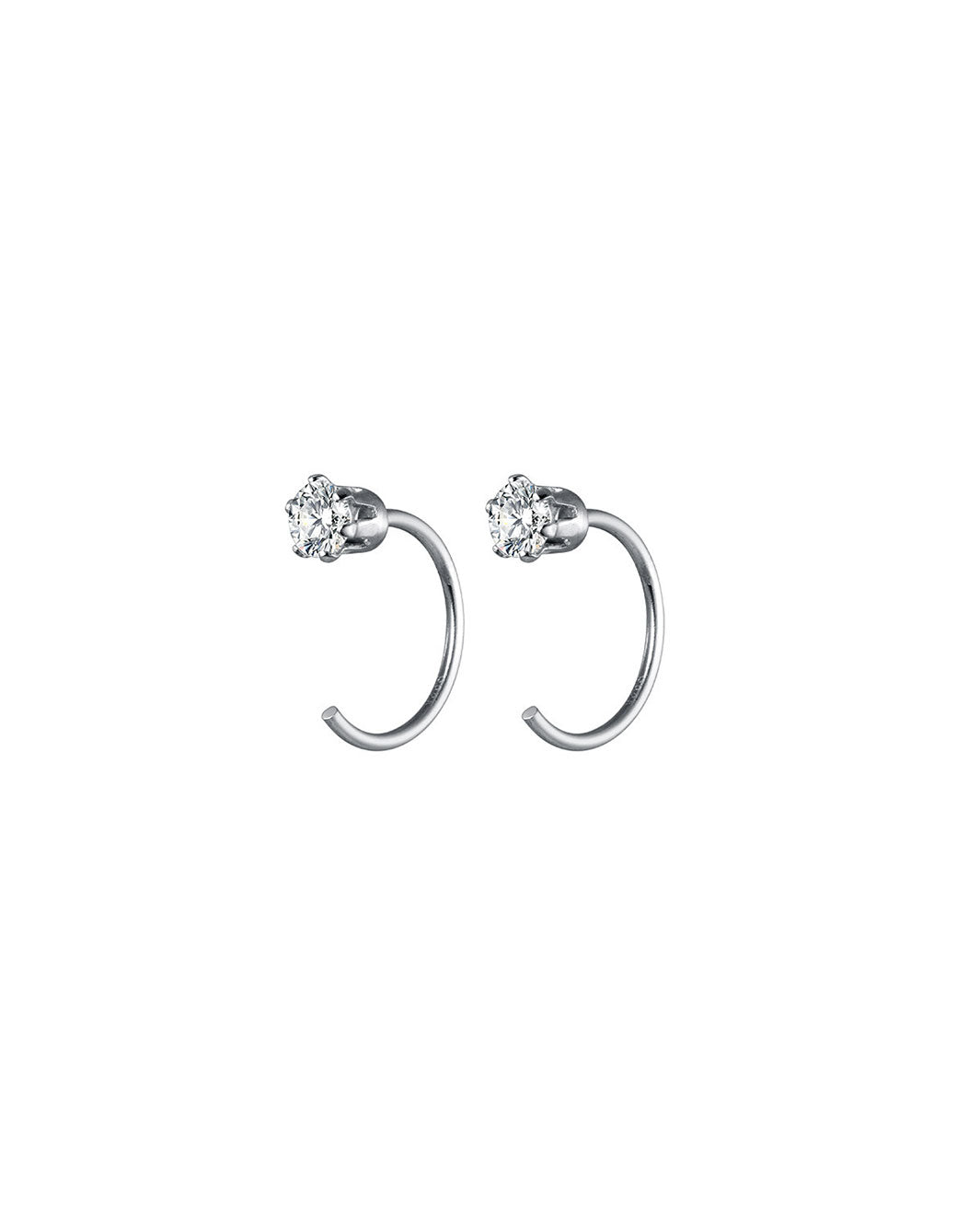 Solitaire Open Huggie Earrings