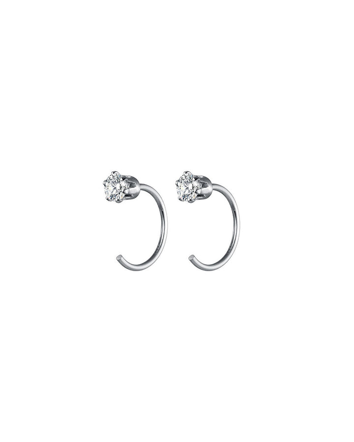 Solitaire Open Huggie Earrings