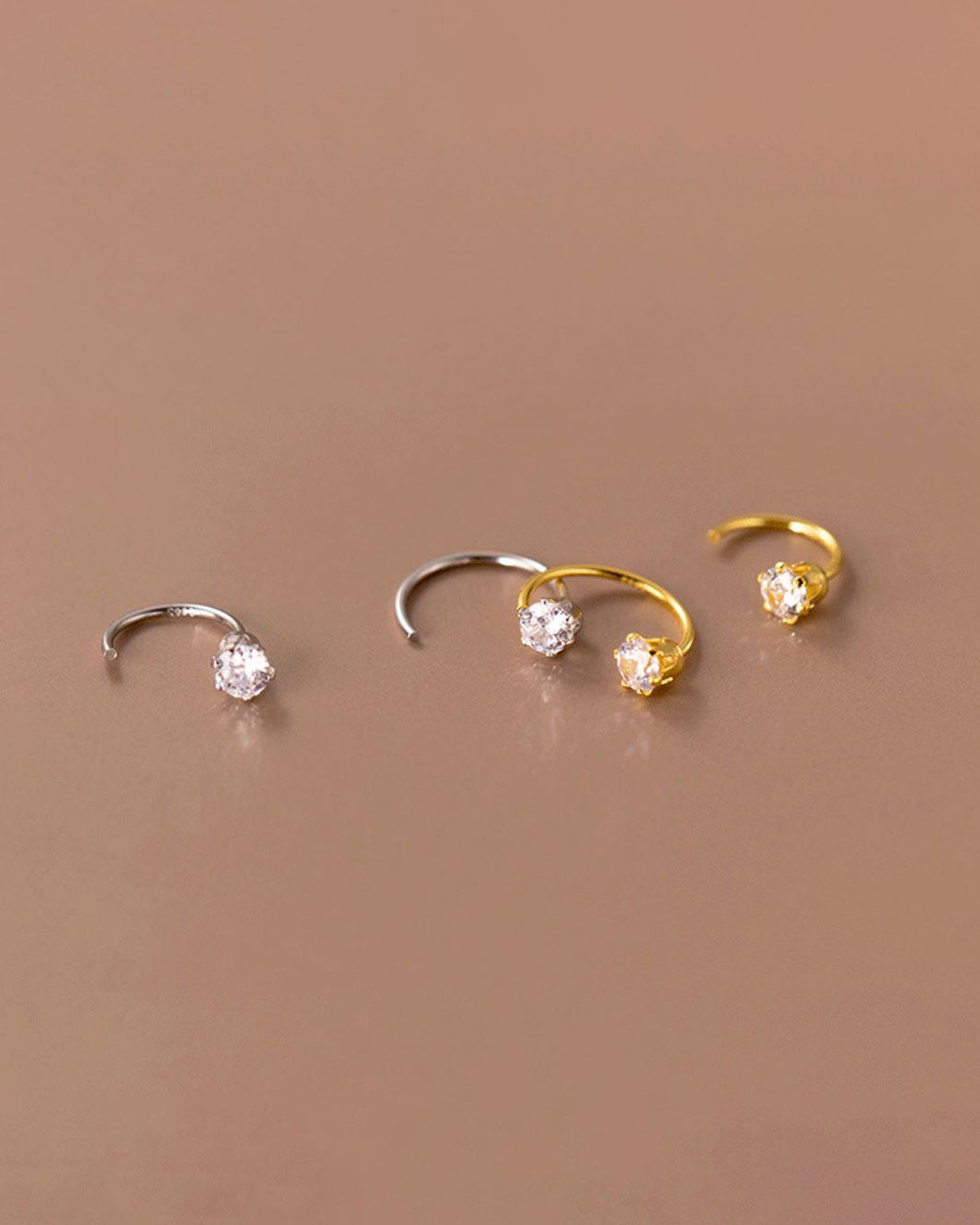 Solitaire Open Huggie Earrings