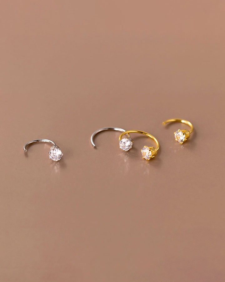 Solitaire Open Huggie Earrings