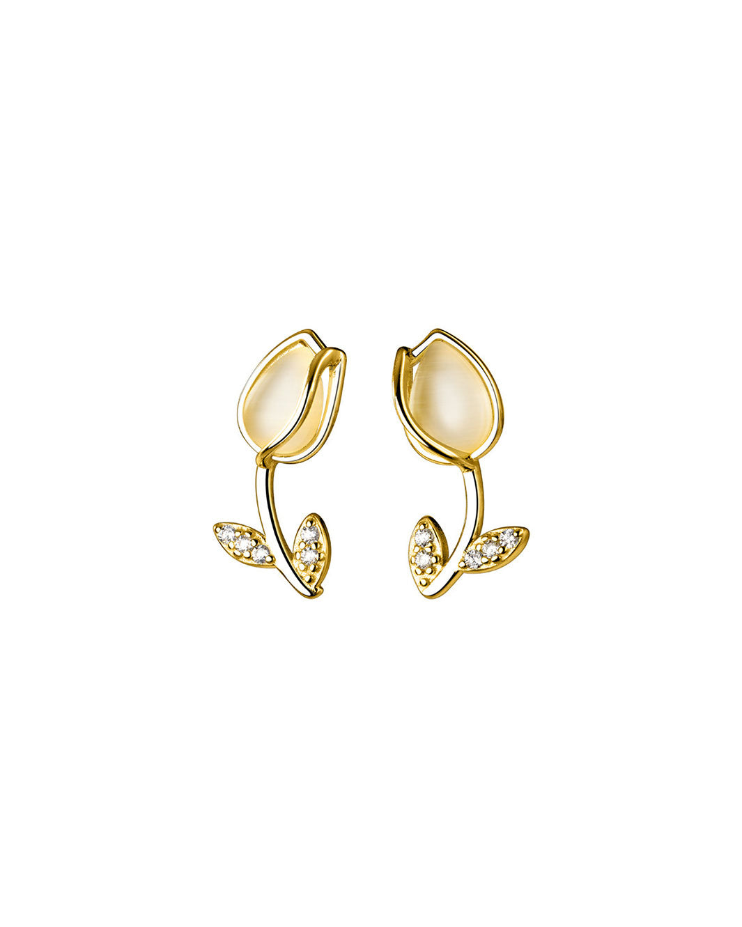 Cat Eye Tulip Stud Earrings