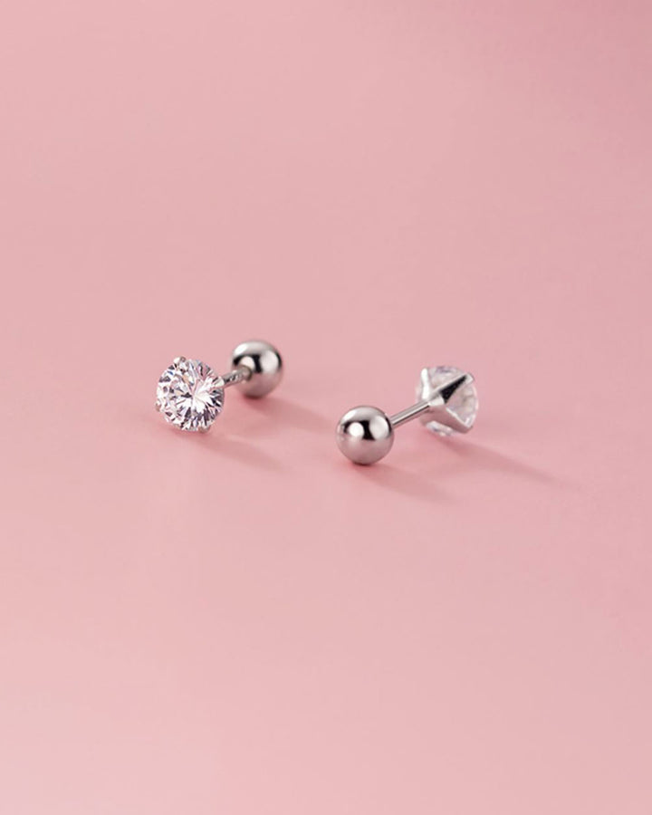 Round Diamond Barbell Earrings