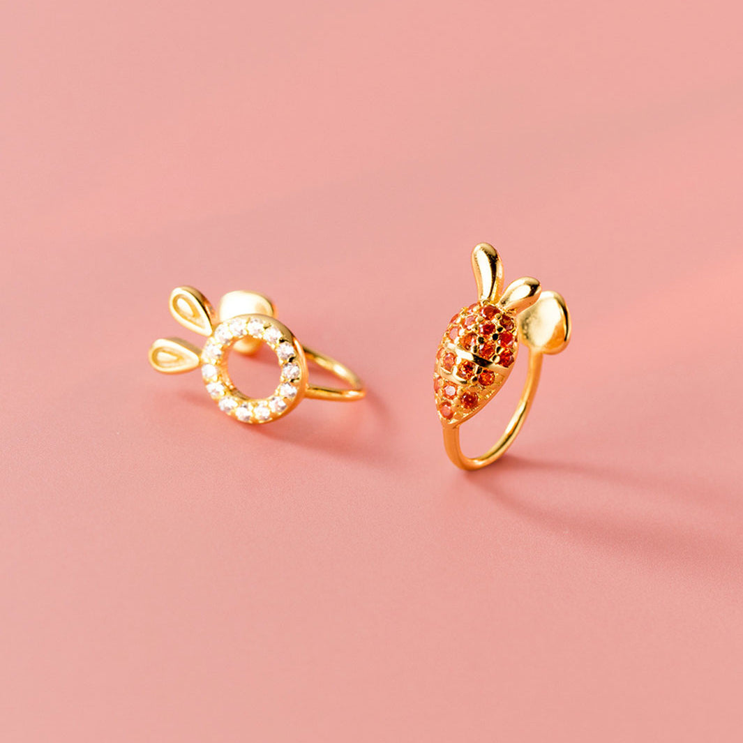 Bunny and Carrot Pave Ear Cuffs