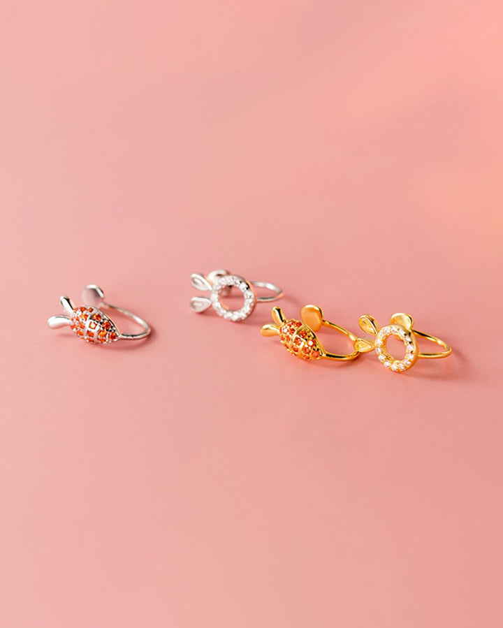 Bunny and Carrot Pave Ear Cuffs