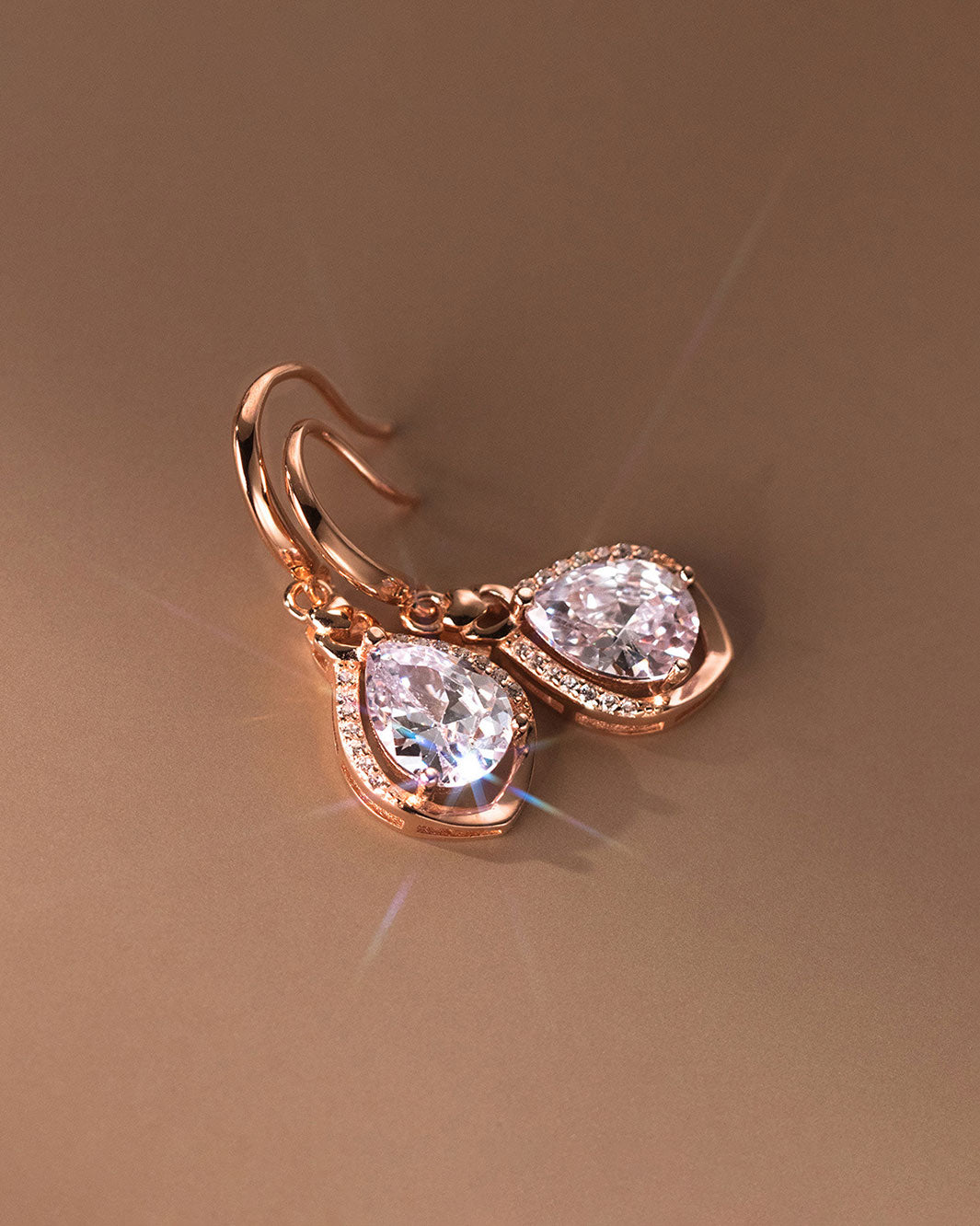 Elizabeth Diamond Pear Stone Dangle Earrings