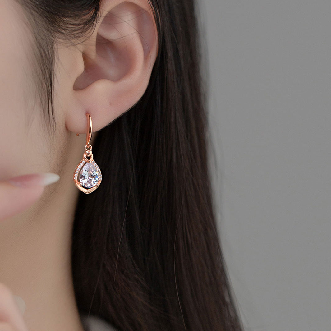 Elizabeth Diamond Pear Stone Dangle Earrings