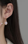 Elizabeth Diamond Pear Stone Dangle Earrings