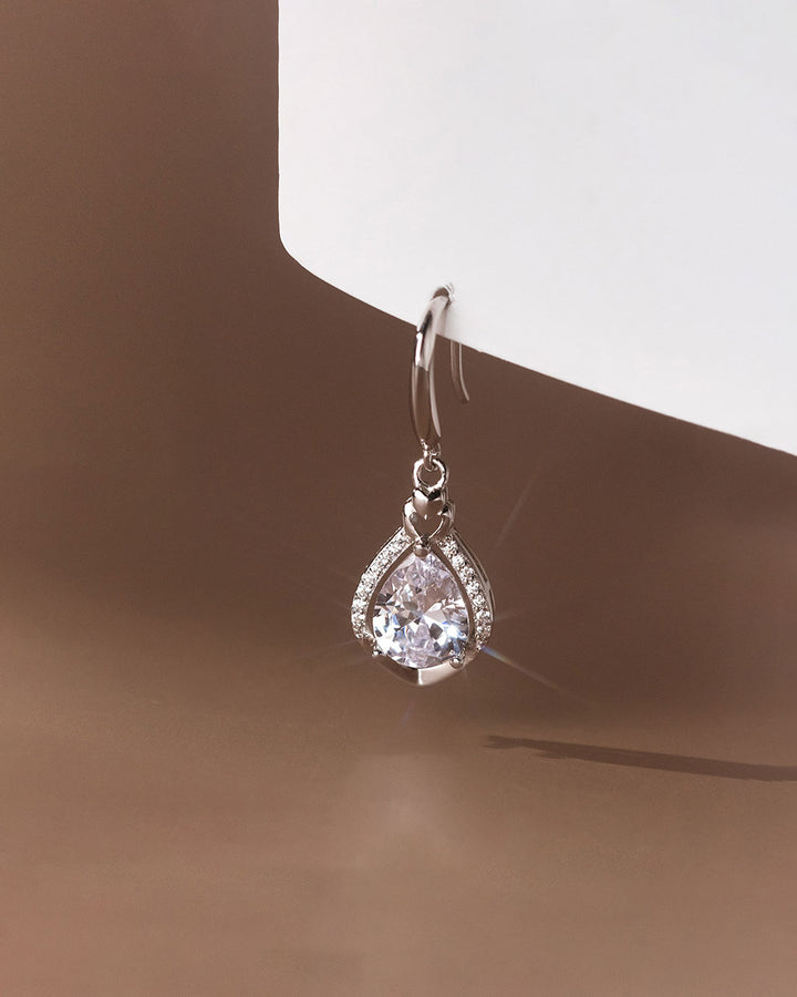 Elizabeth Diamond Pear Stone Dangle Earrings