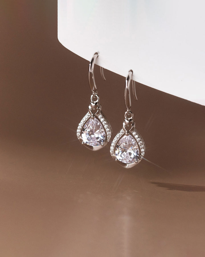 Elizabeth Diamond Pear Stone Dangle Earrings