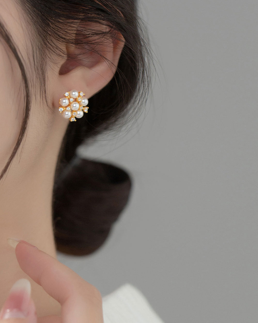 Pearl Diamond Snowflake Stud Earrings