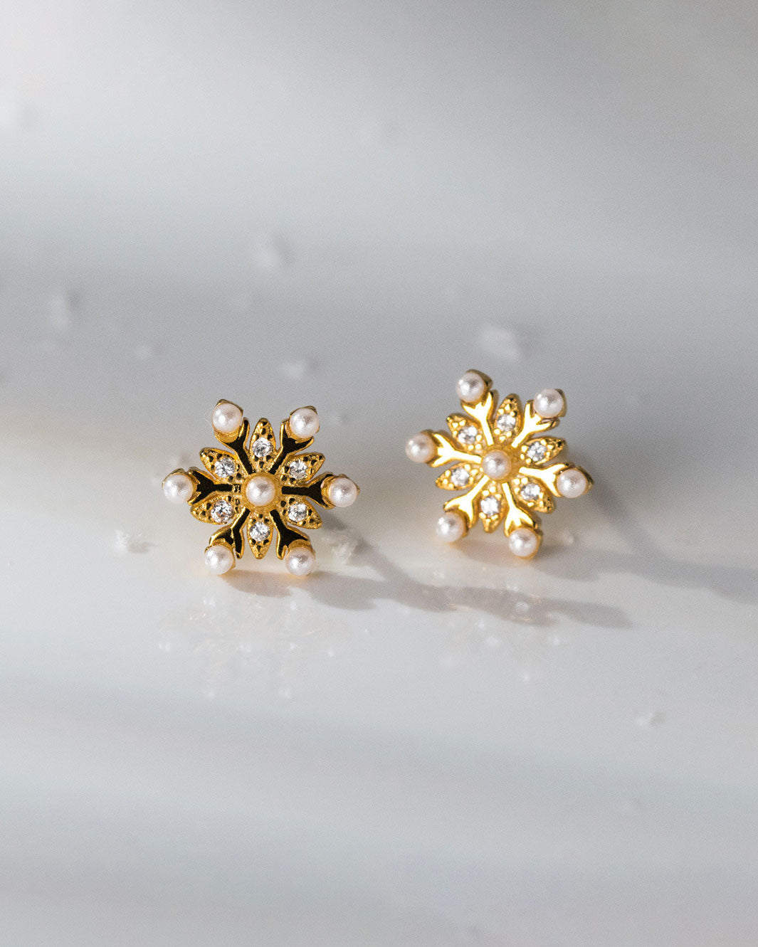 Pearl Snowflake Stud Earrings