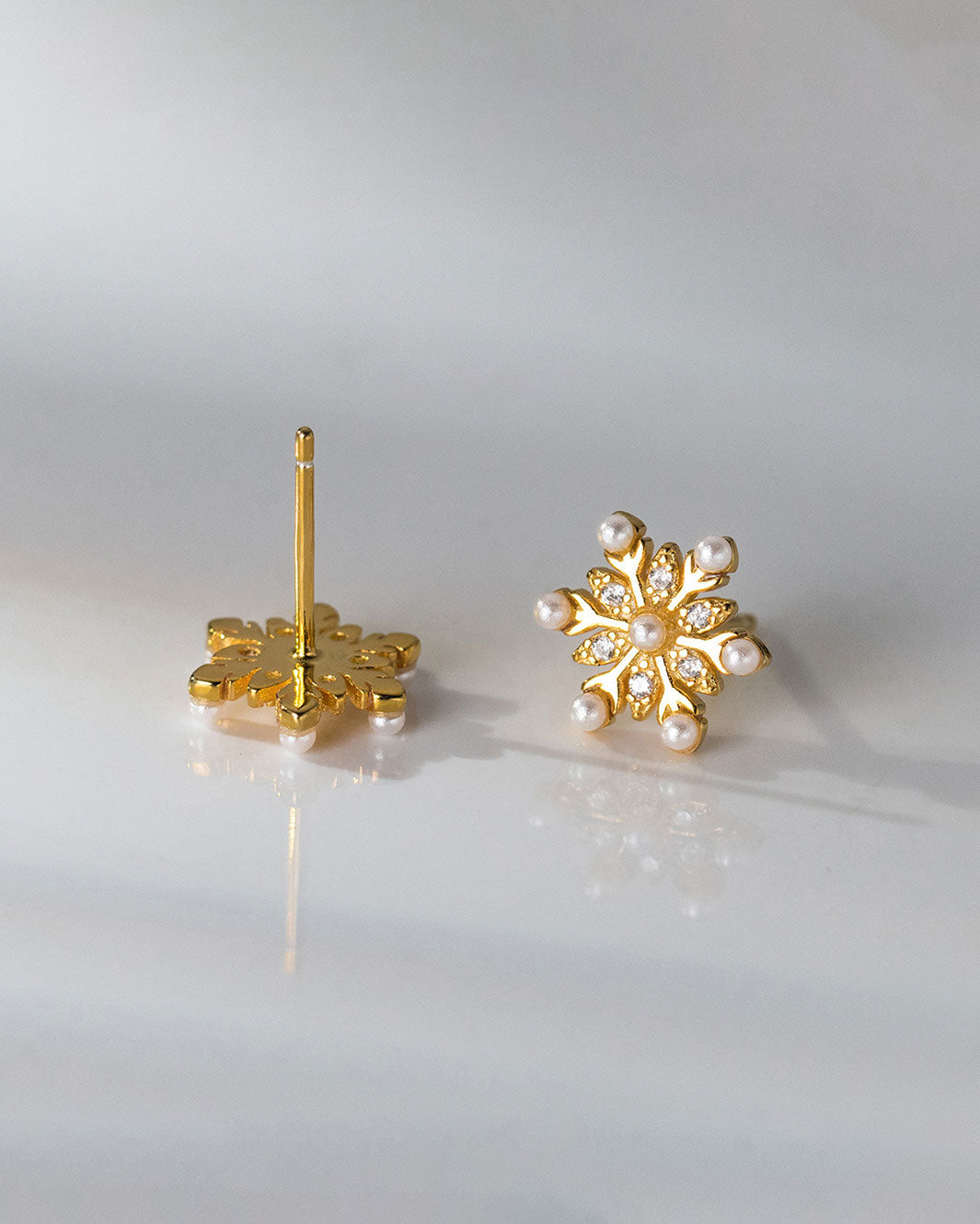Pearl Snowflake Stud Earrings