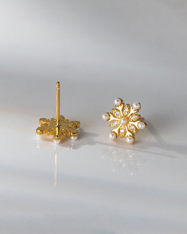 Pearl Snowflake Stud Earrings