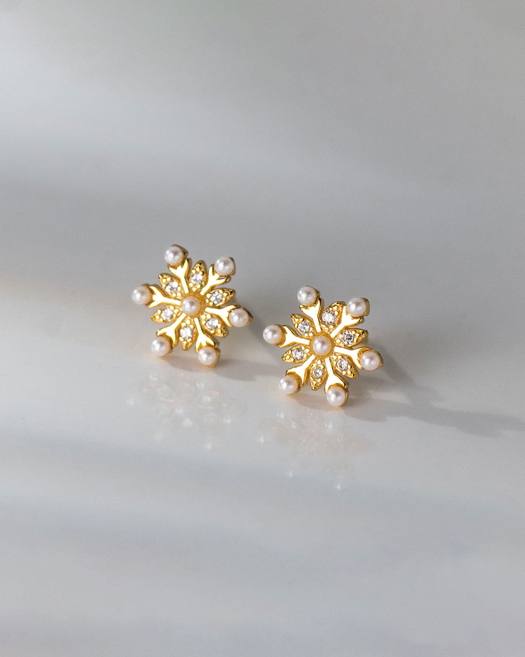 Pearl Snowflake Stud Earrings