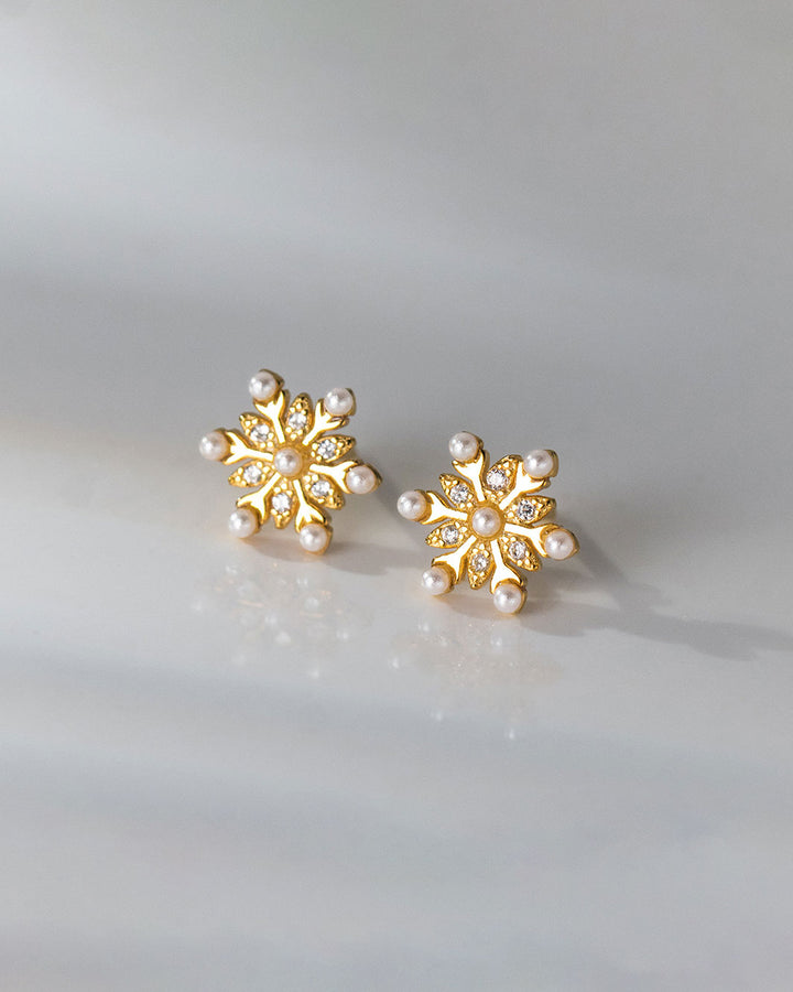 Pearl Snowflake Stud Earrings