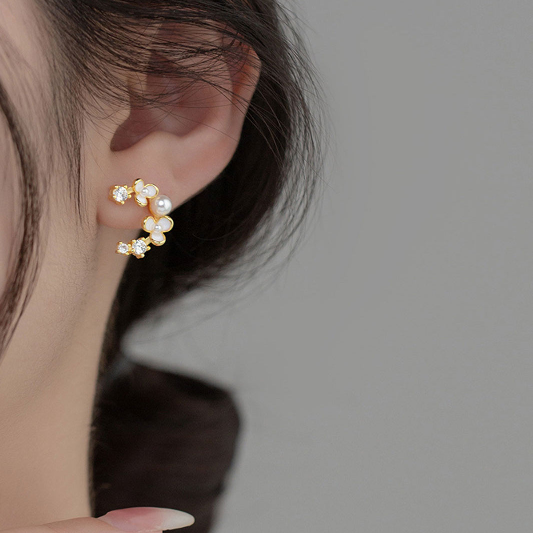 Arabella Floral Curve Stud Earrings