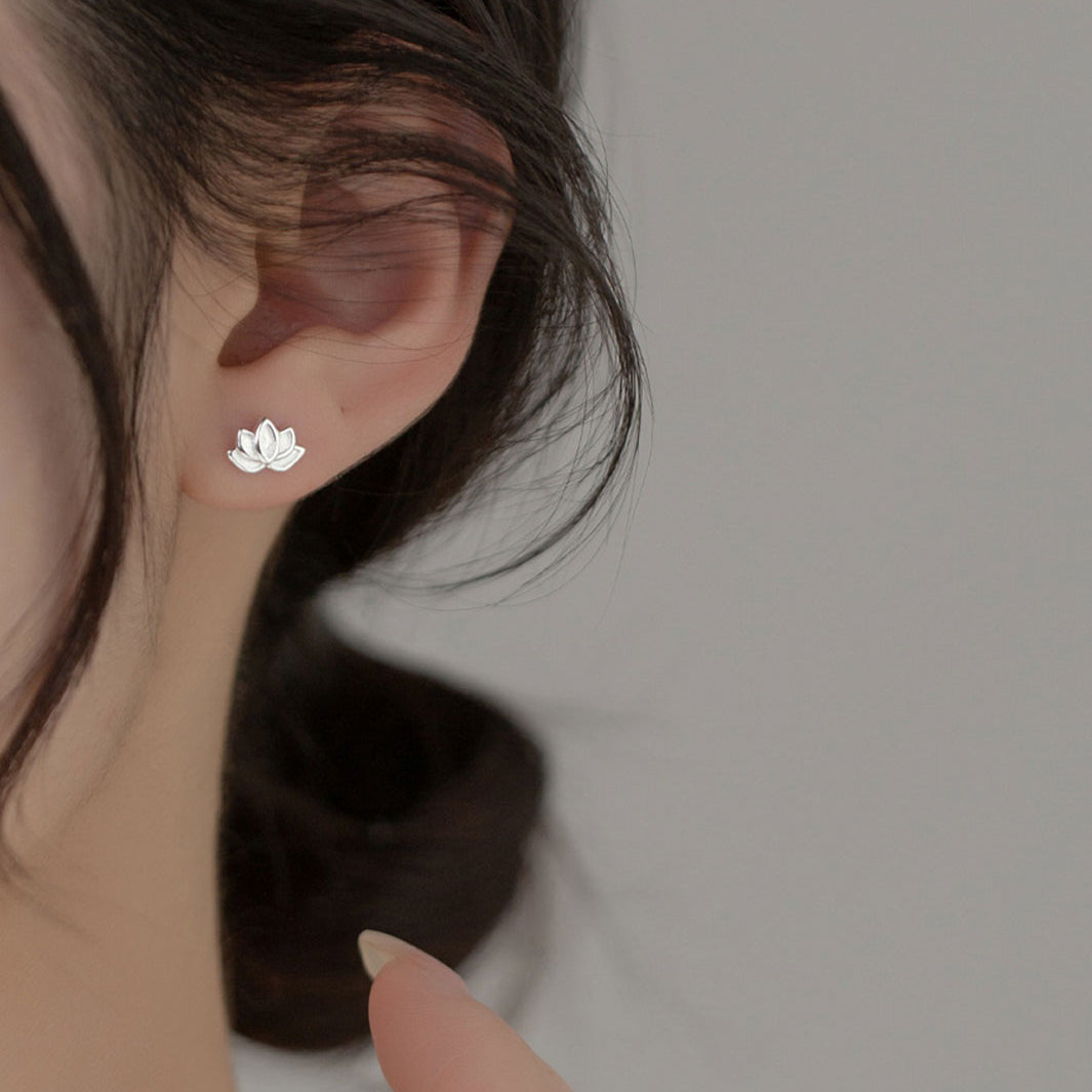 Lotus Flower Barbell Earrings