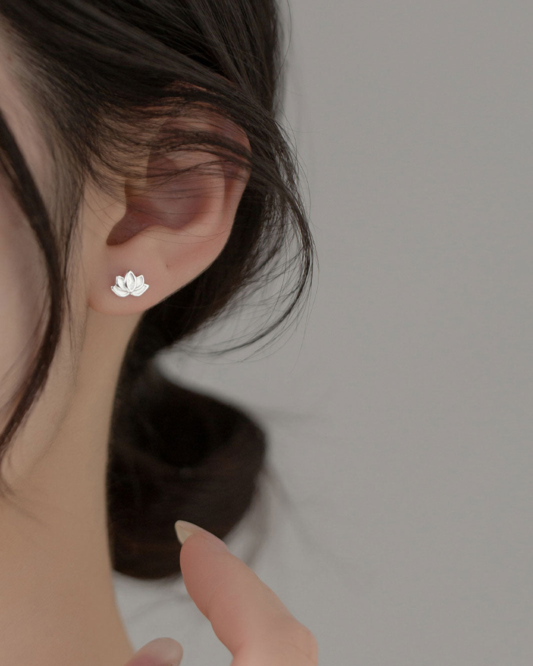 Lotus Flower Barbell Earrings