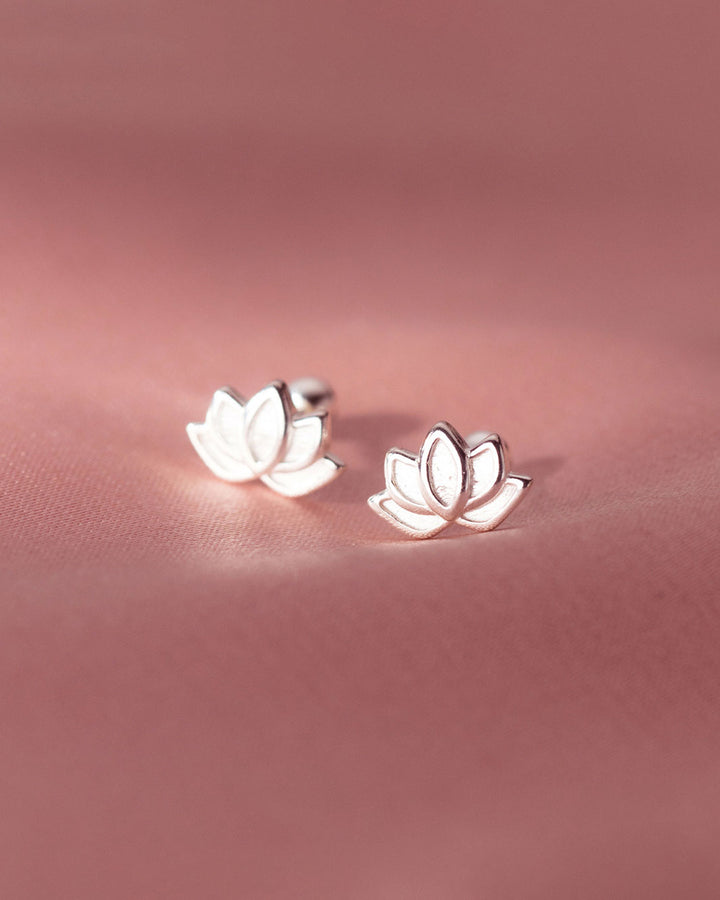 Lotus Flower Barbell Earrings