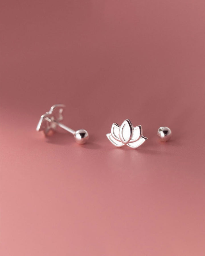 Lotus Flower Barbell Earrings