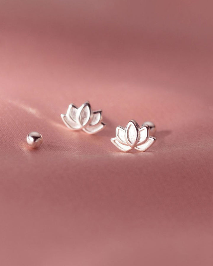 Lotus Flower Barbell Earrings