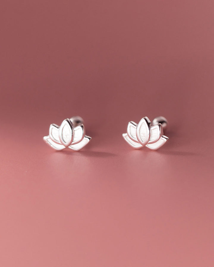 Lotus Flower Barbell Earrings