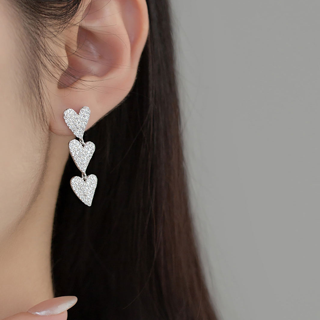 Eternal Sparkling Hearts Dangle Earrings