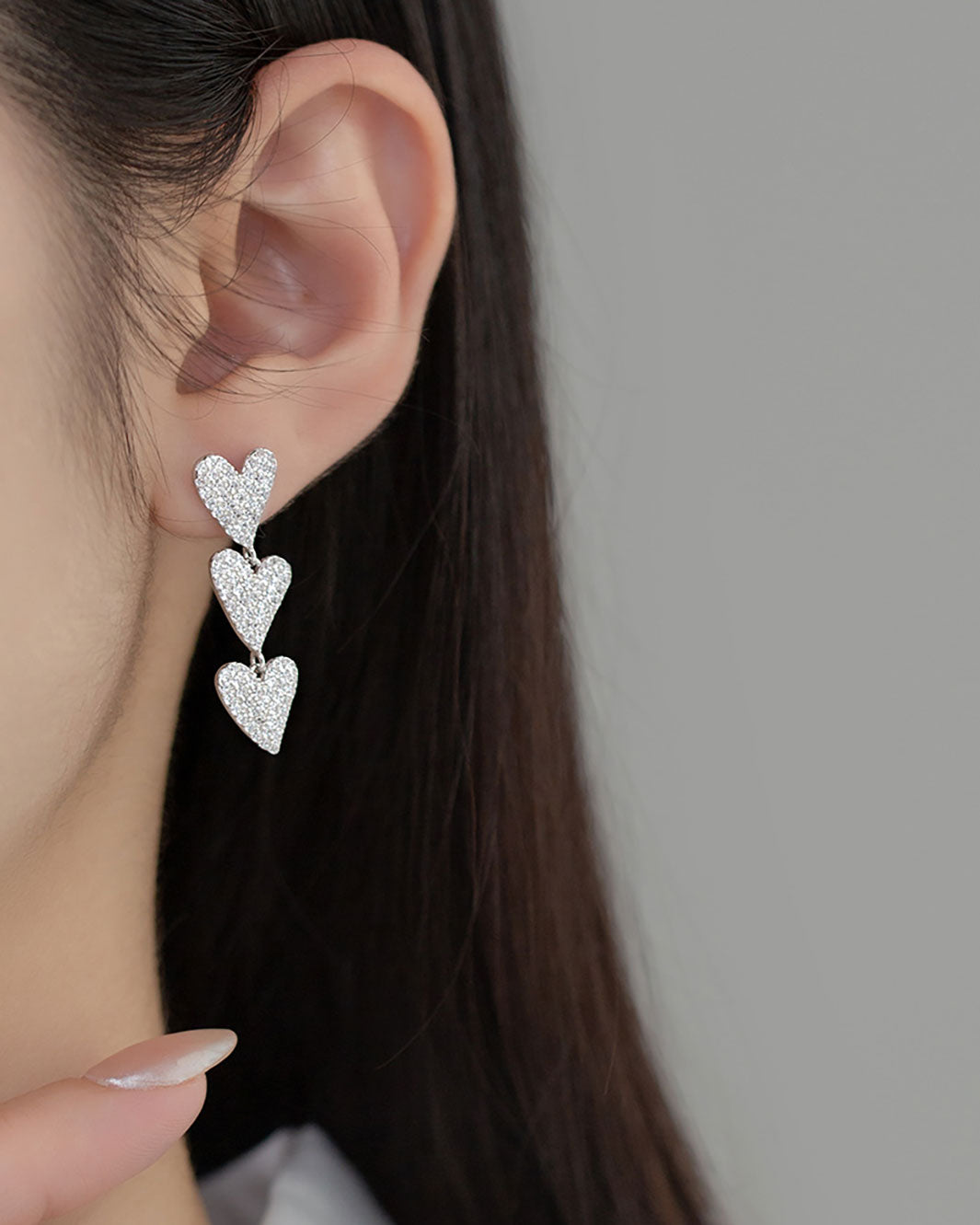 Eternal Sparkling Hearts Dangle Earrings