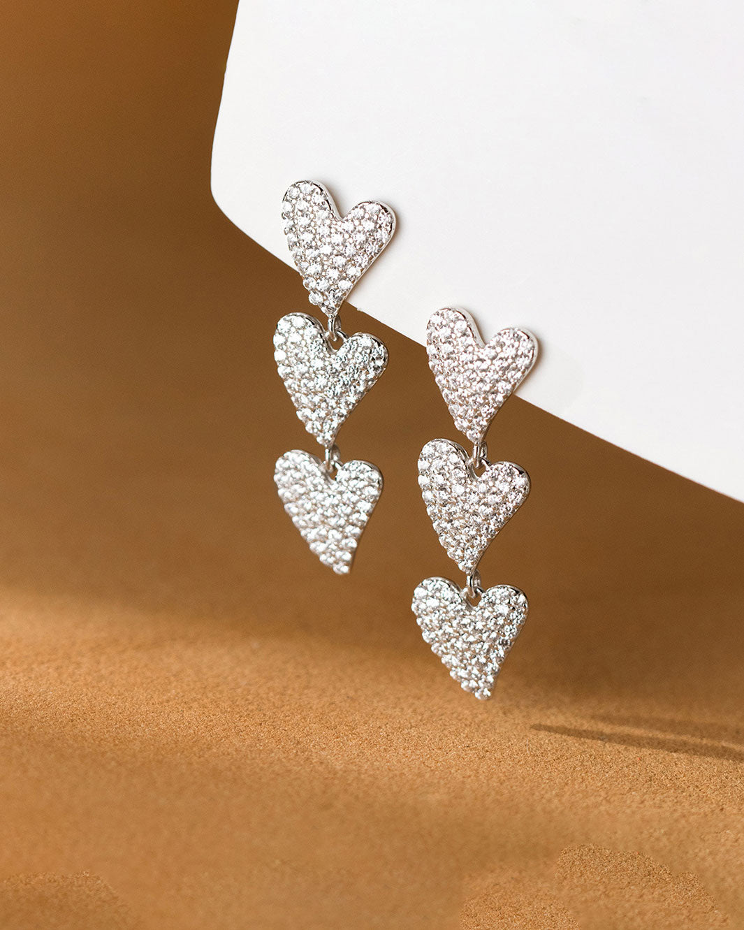 Eternal Sparkling Hearts Dangle Earrings