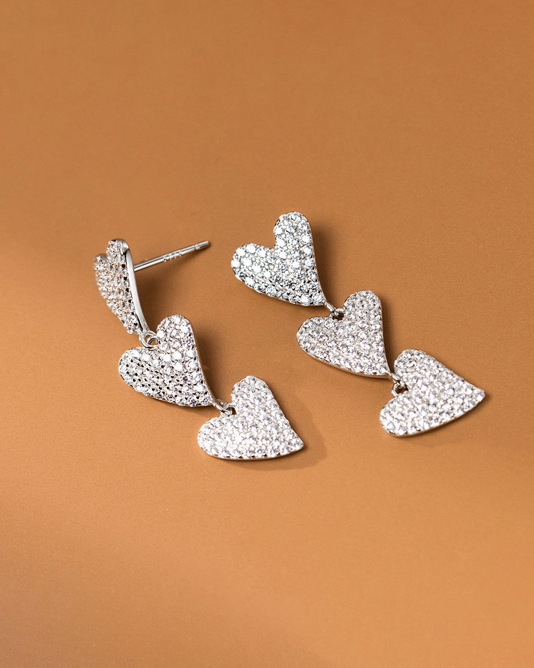 Eternal Sparkling Hearts Dangle Earrings