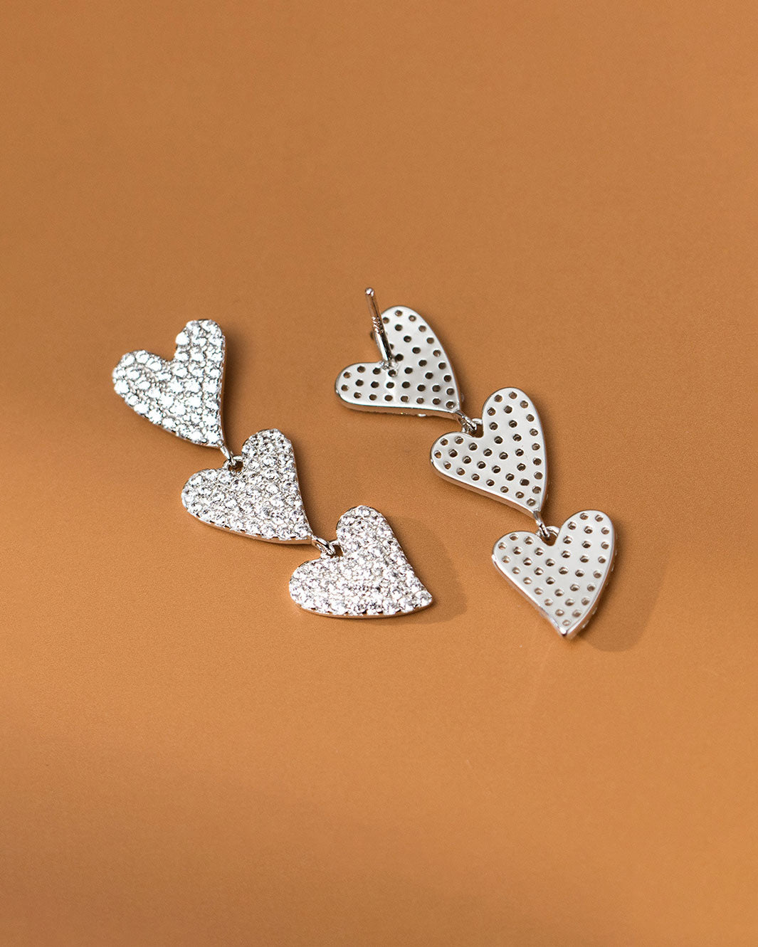 Eternal Sparkling Hearts Dangle Earrings