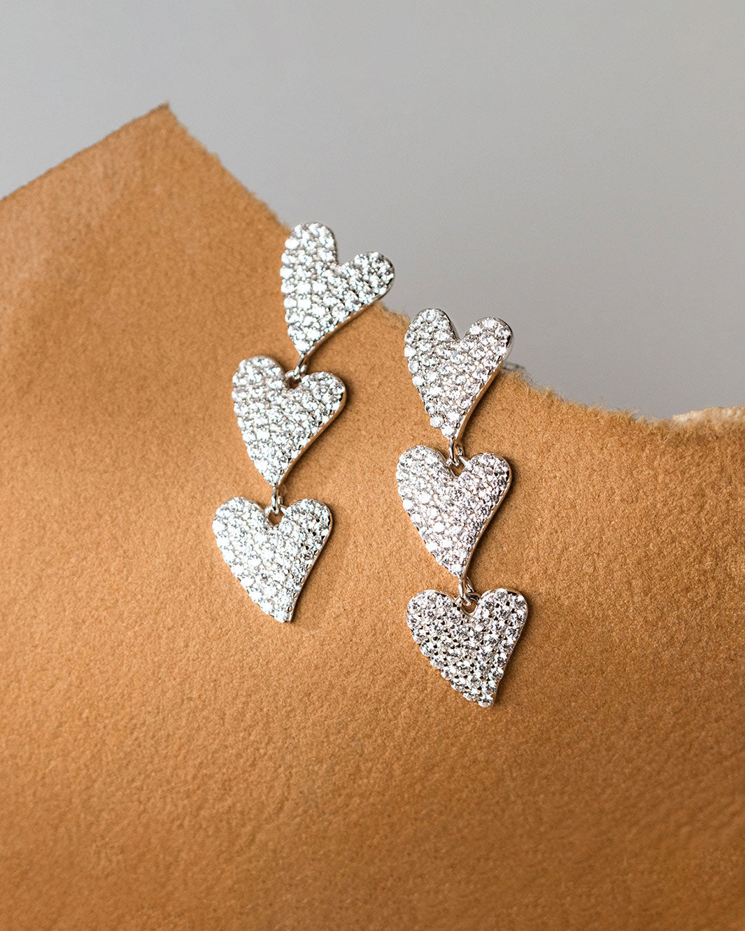 Eternal Sparkling Hearts Dangle Earrings