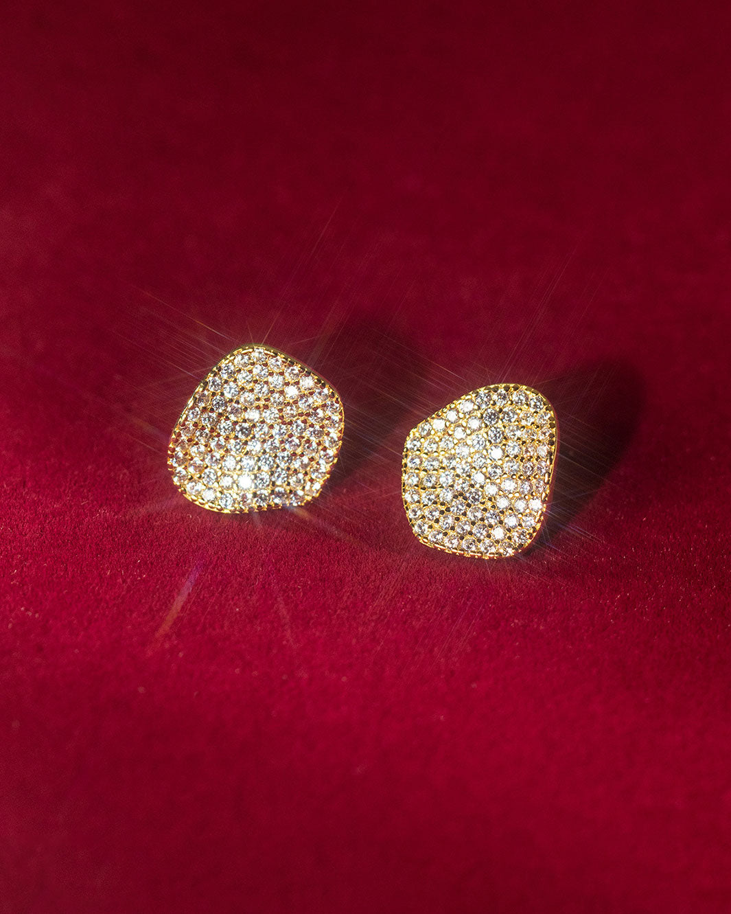 Luminous Gold Charm Stud Earrings